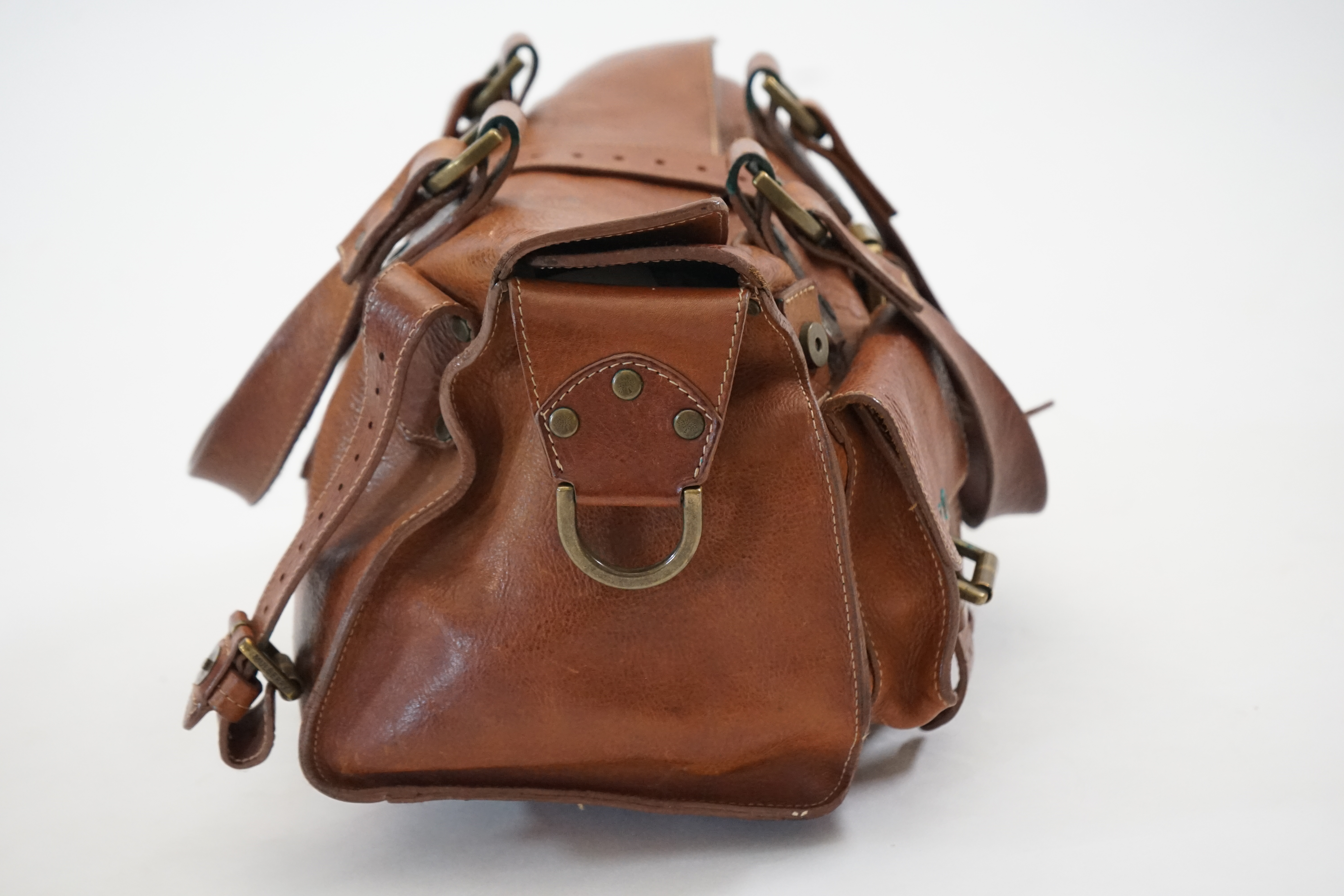 A Mulberry Roxanne cognac brown leather handbag, width 34cm, depth 14cm, height 18cm